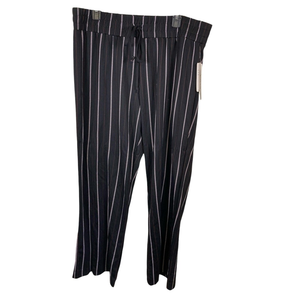 Zac & Rachel Womens‎ Wide Leg Pants XL Striped Pull On Black Red White NEW